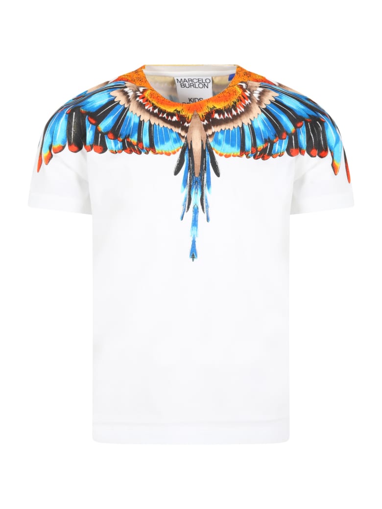 Uensartet Mobilisere Installere Marcelo Burlon White T-shirt For Boy With Iconic Wings | italist