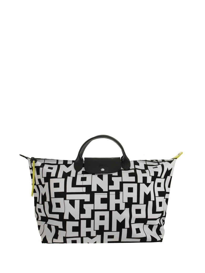 black and white longchamp bag