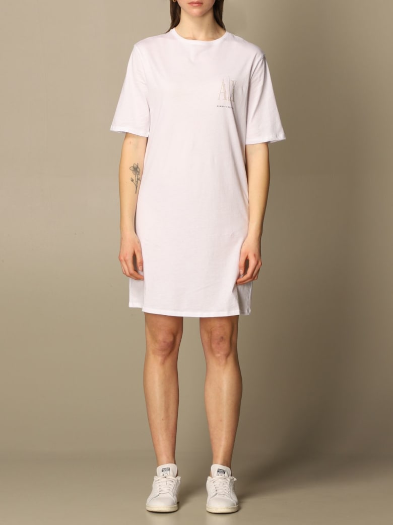Armani Collezioni Armani Exchange Dress Armani Exchange Short Dress With Logo - White