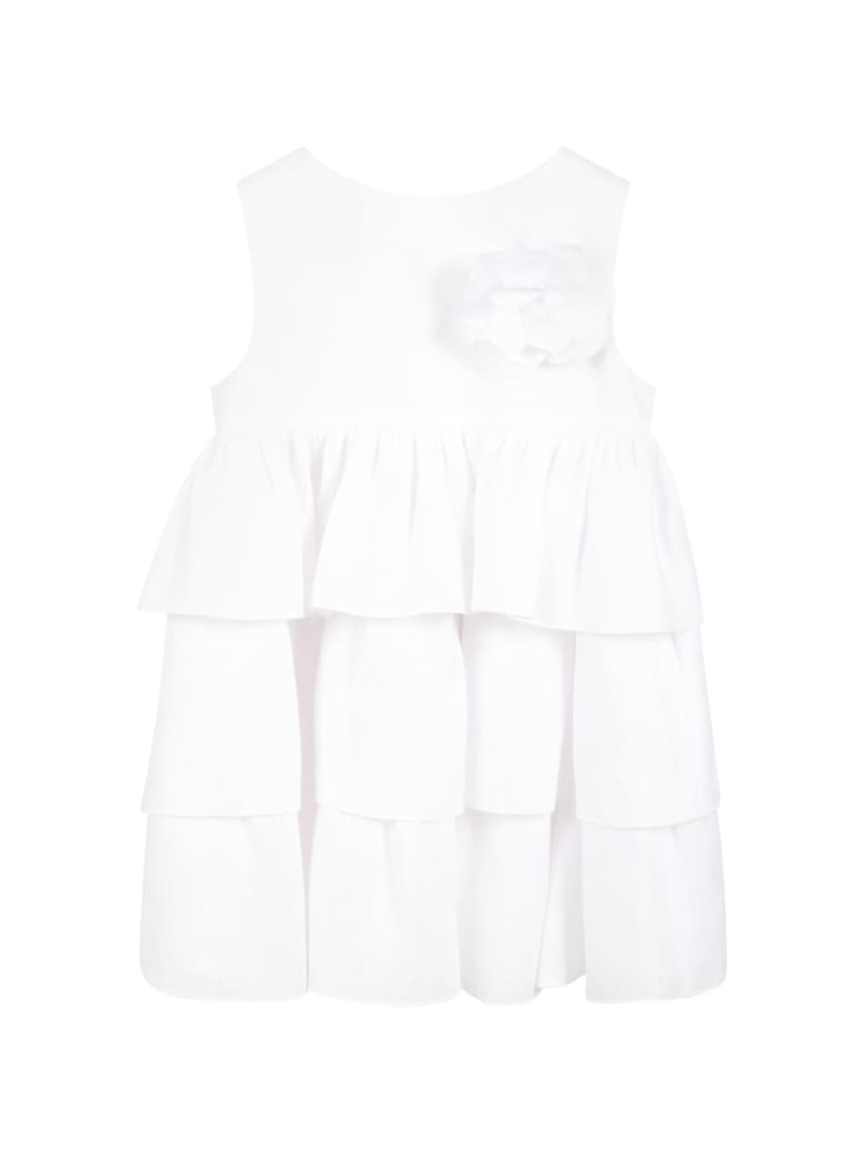 Little Bear White Dress For Baby Girl - White