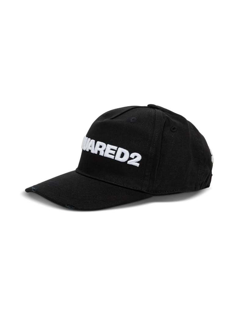 Dsquared2 Cotton Hat With Contrasting Logo - White/black