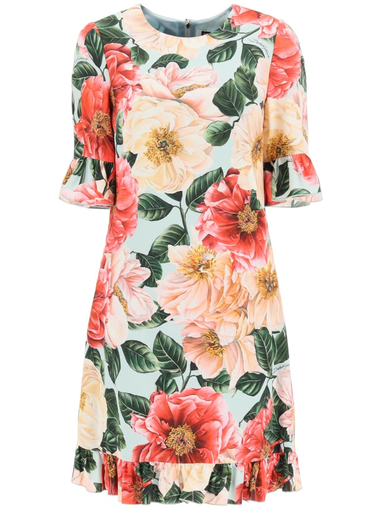 dolce and gabbana camellia print tulle