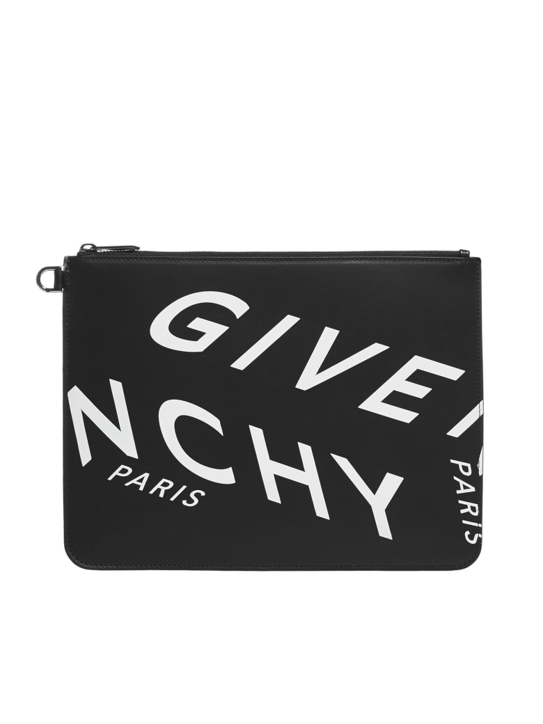 Givenchy Logo Leather Pouch - Black white