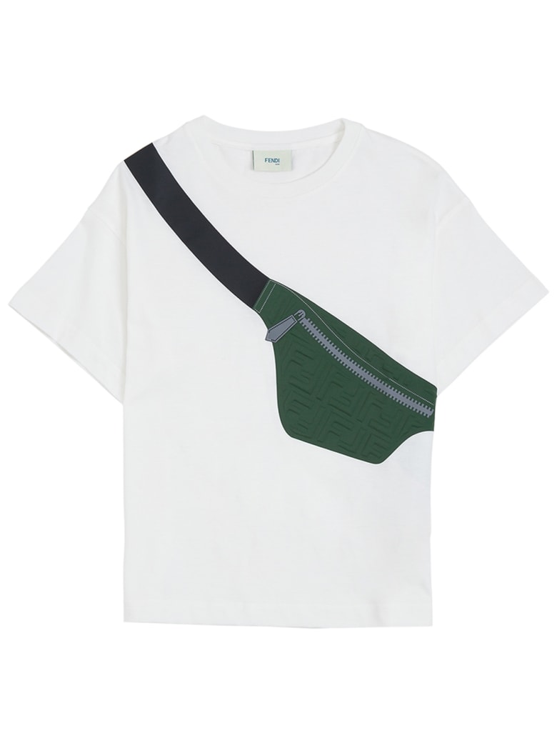 Fendi Jersey T-shirt With Front Belt Bag Print - White