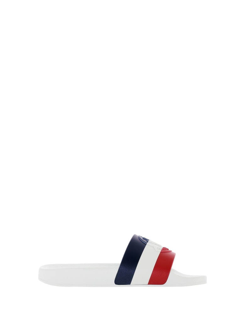 Moncler Moncler Logo Embossed Slides - WHITE