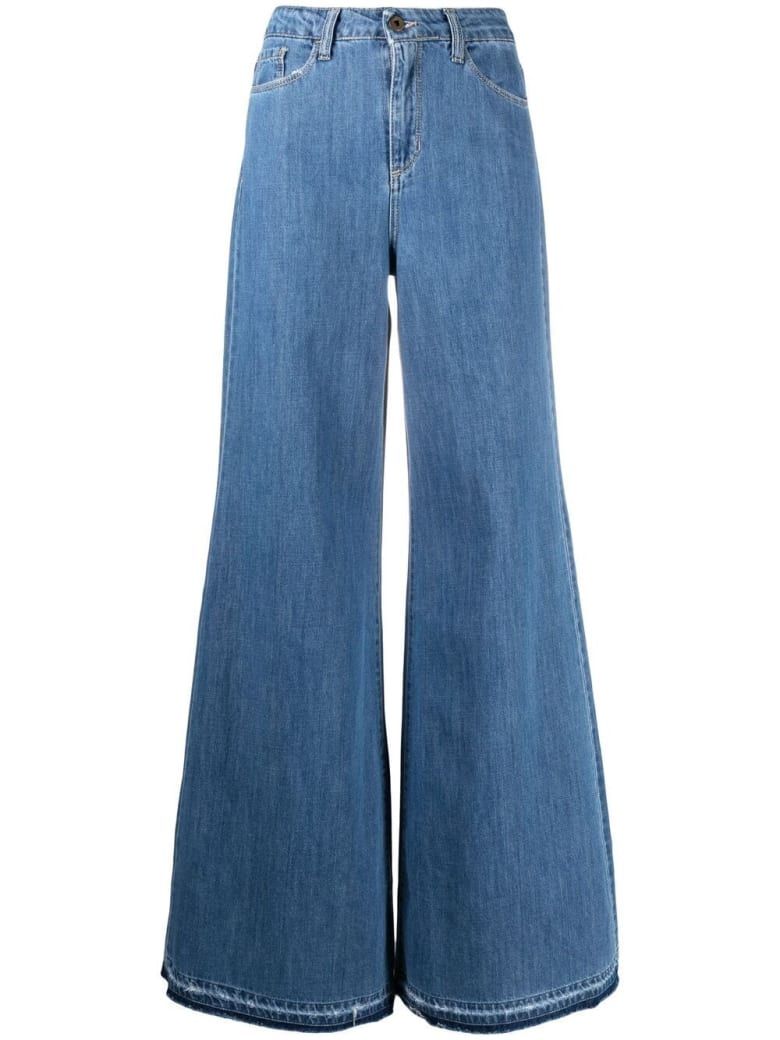 Merci Wide Jeans In Five Pockets Denim - Blu