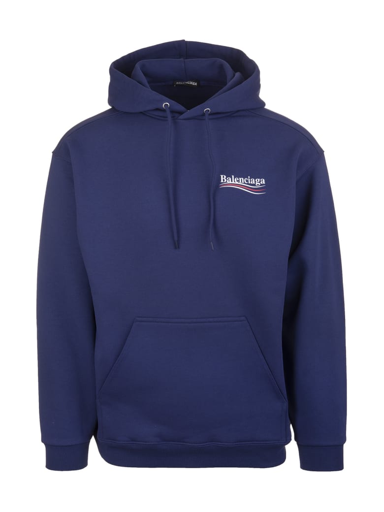 Balenciaga Man Blue Political Campaign Hoodie - Pacific blue/white