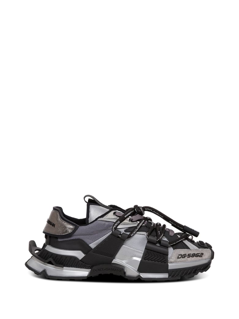 Dolce & Gabbana Space Multicolor Sneaker In Mix Of Materials - Grey