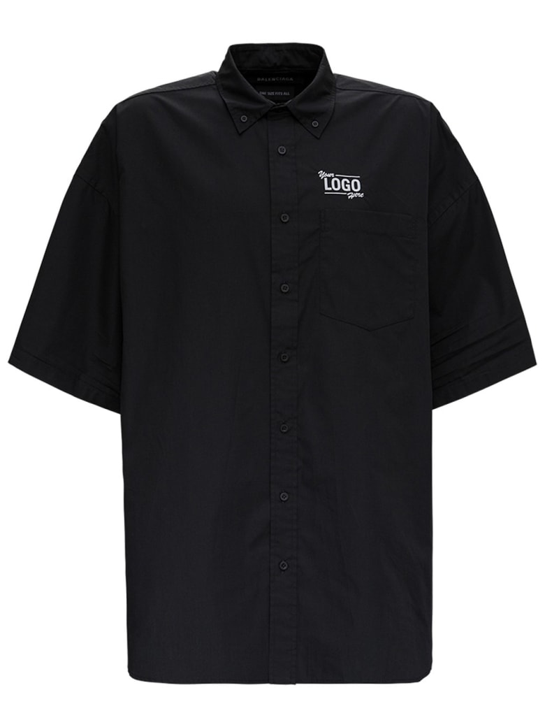 Balenciaga Black Your Logo Here Short Sleeve Poplin Shirt - Black