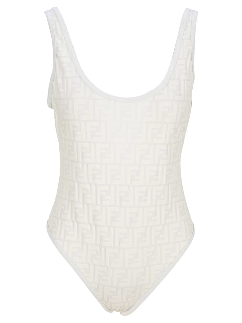 Fendi Ff-logo One Piece Swimsuit - MILK