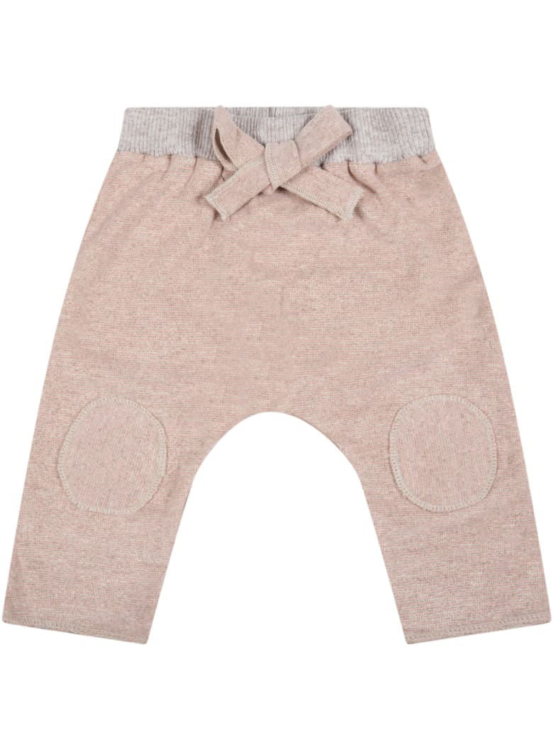Caffe' d'Orzo Multicolor "dafne" Trousers For Baby Girl With Bow - Pink