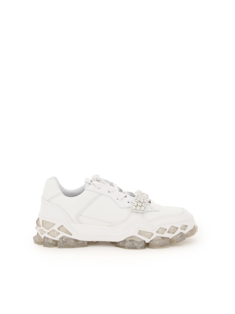 Jimmy Choo Diamond X Strap F Sneakers - WHITE CRYSTAL (White)