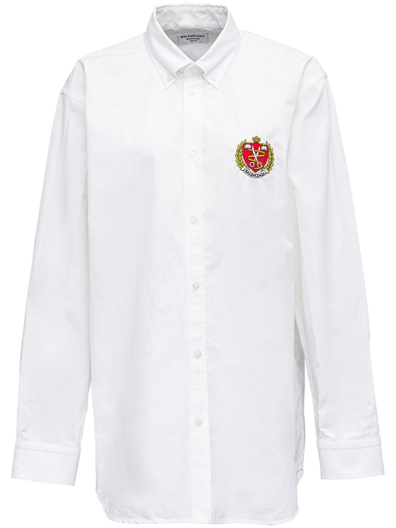 Balenciaga White Organic Cotton Shirt With Patch Detail - White