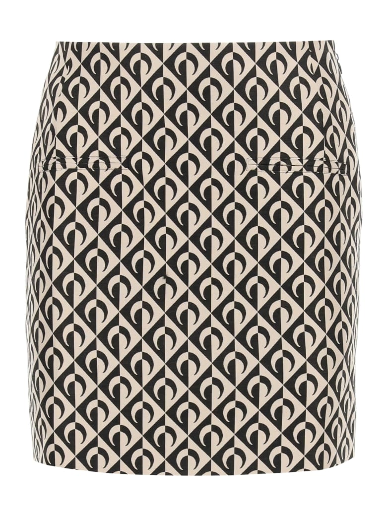 Marine Serre Half Moon Lozenge Mini Skirt - BLACK/NEUTRALS