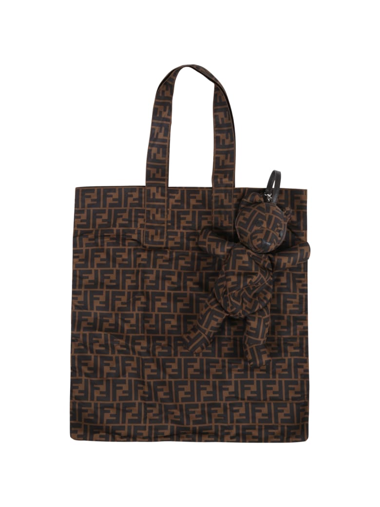 Fendi Brown Shopper-bag For Kids With Ff Logo - Brown