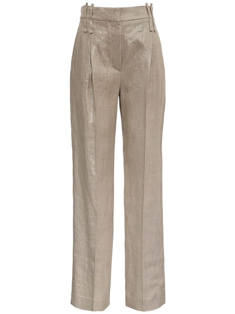 Brunello Cucinelli Tailored Pants In Shiny Linen - Beige