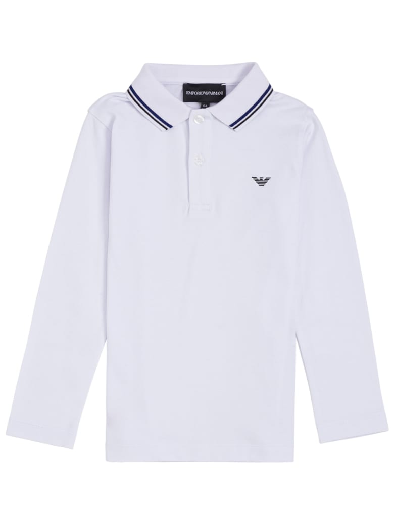 Emporio Armani White Cotton Polo Shirt With Logo - White