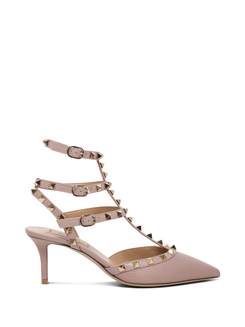 Valentino Garavani Rockstud Beige Leather Pumps With Studs - Beige