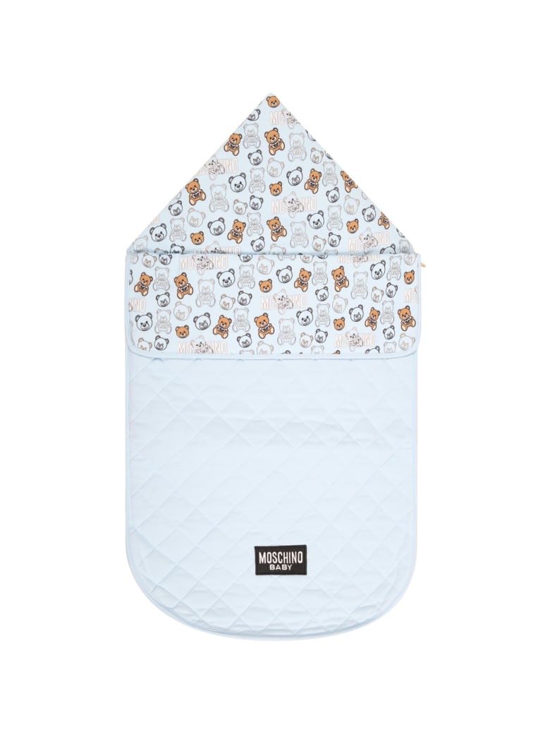 Moschino Light Blue Sleeping Bag For Baby Boy With Logo - Light Blue