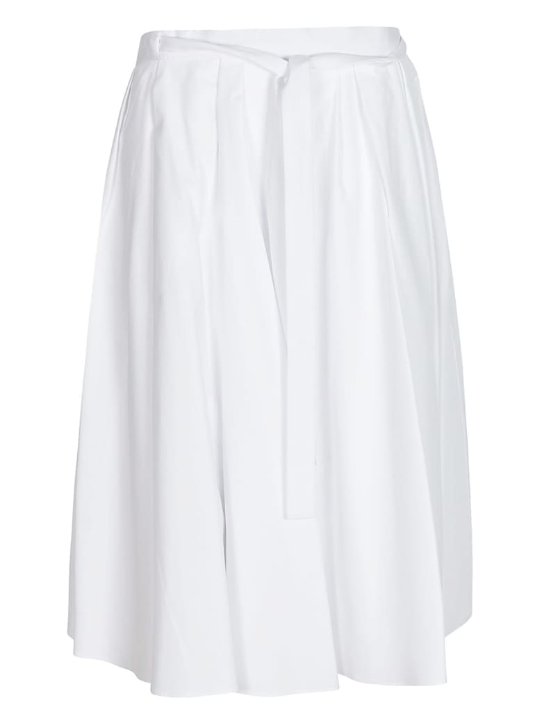 Prada Tie-waist Pleated Skirt - White