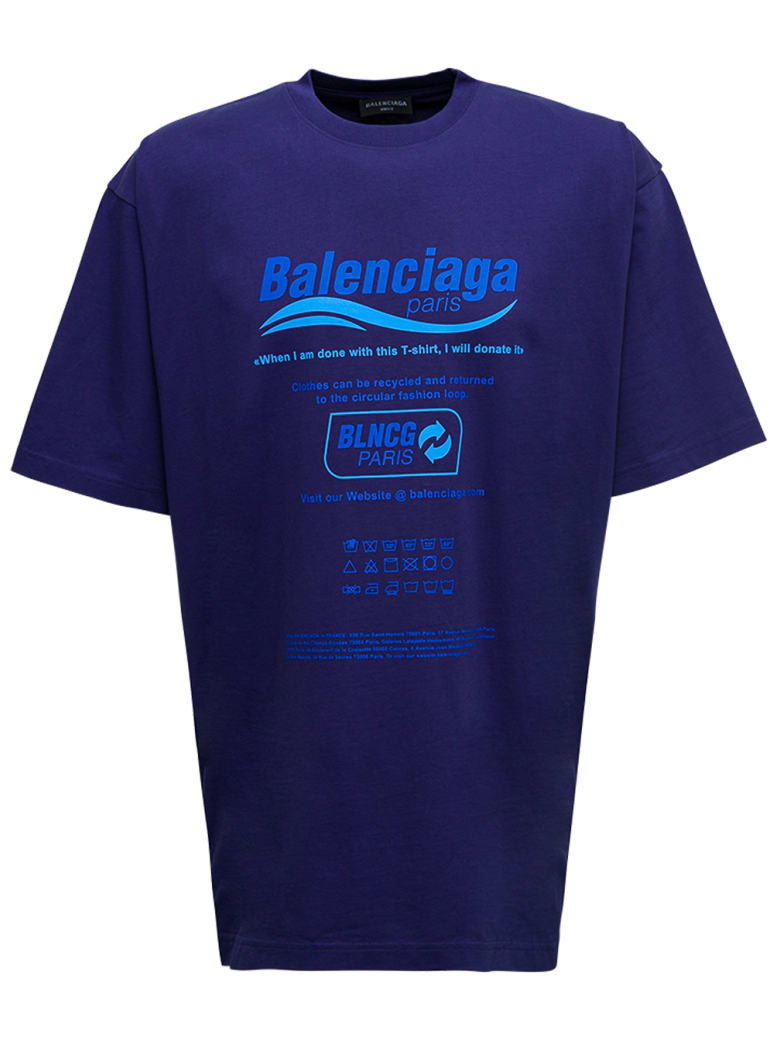 Balenciaga Blue Dry Cleaning Boxy Cotton T-shirt - Blu
