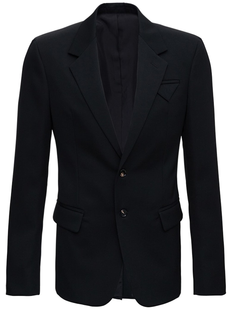 Bottega Veneta Single-breasted Jacket In Black Wool - Black