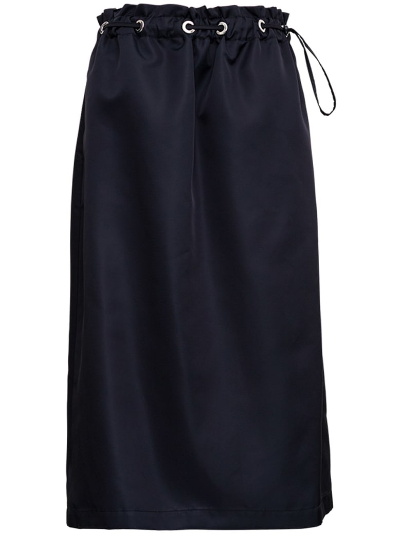 Tessa Black Nylon Skirt With Drawstring - Black