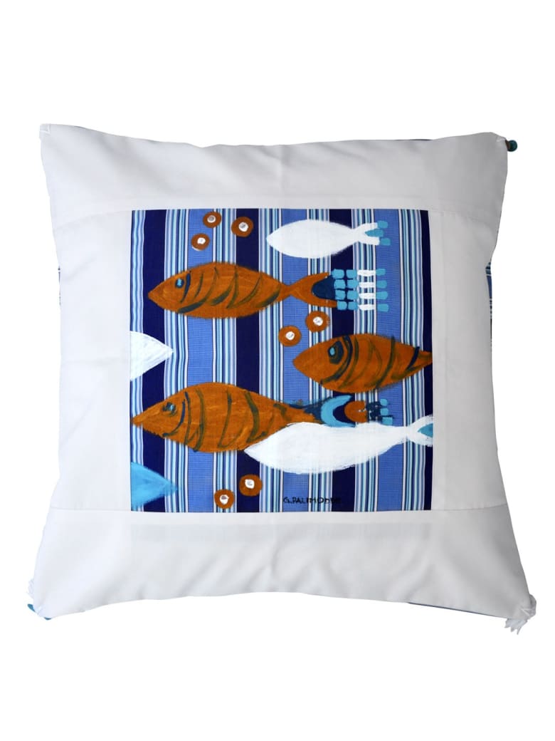 Le Botteghe su Gologone Hand Painted Cushions 70x70 Cm - Blue Fantasy
