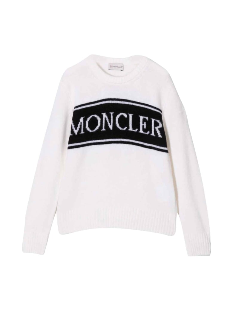 Moncler Sweater With Logo - Bianco
