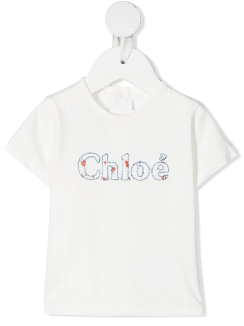 Chloé Logo-embroidered T-shirt - Bianco sporco