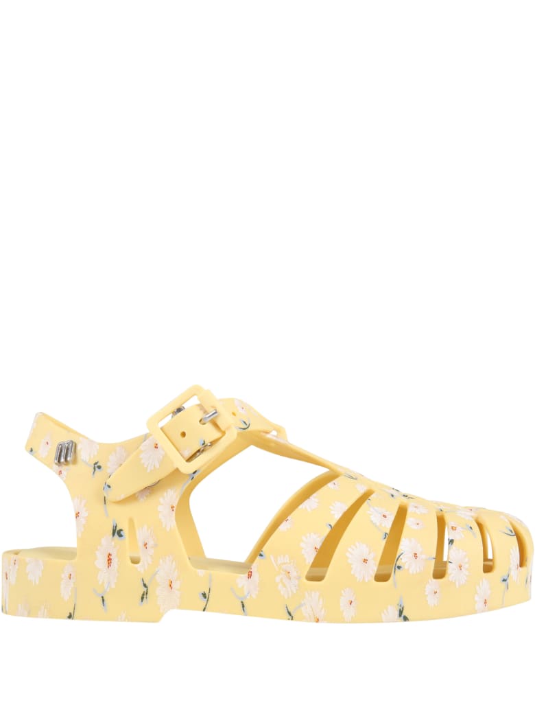 Melissa Yellow Sandals For Girl With Daisies - Yellow