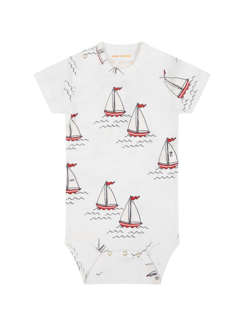 Mini Rodini White Body For Baby Kids With Sailboats - White