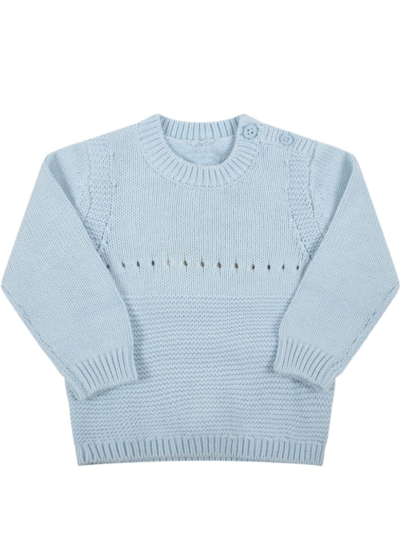 Stella McCartney Kids Light Blue Sweater For Baby Boy With Dog - Light Blue