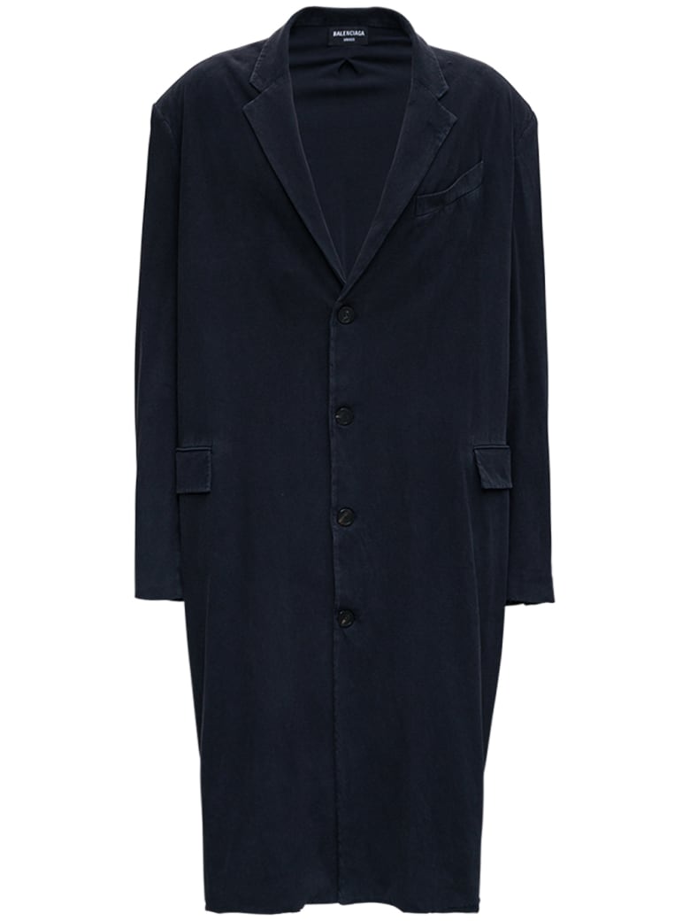 Balenciaga Worn Out Tailored Coat In Black Vintage Jersey - Black
