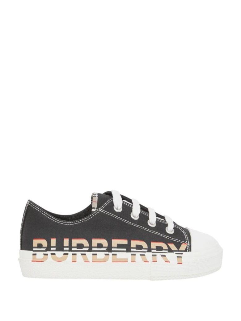 Burberry Larkhall Cotton Sneakers With Logo Print - Black