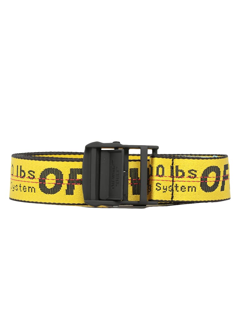 yellow and black off white belt