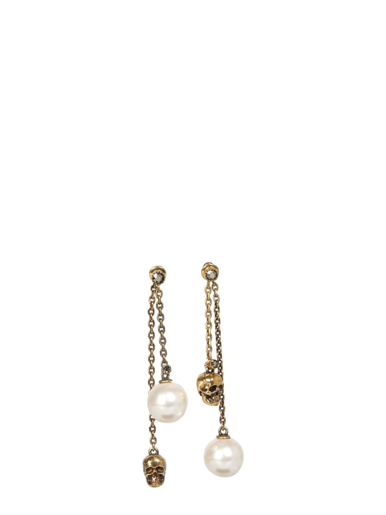 Alexander McQueen Skull And Pearl Pendant Earrings - MULTICOLOR