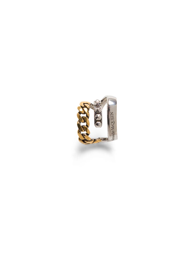 Alexander McQueen Punk Antique Brass Earring - Metallic