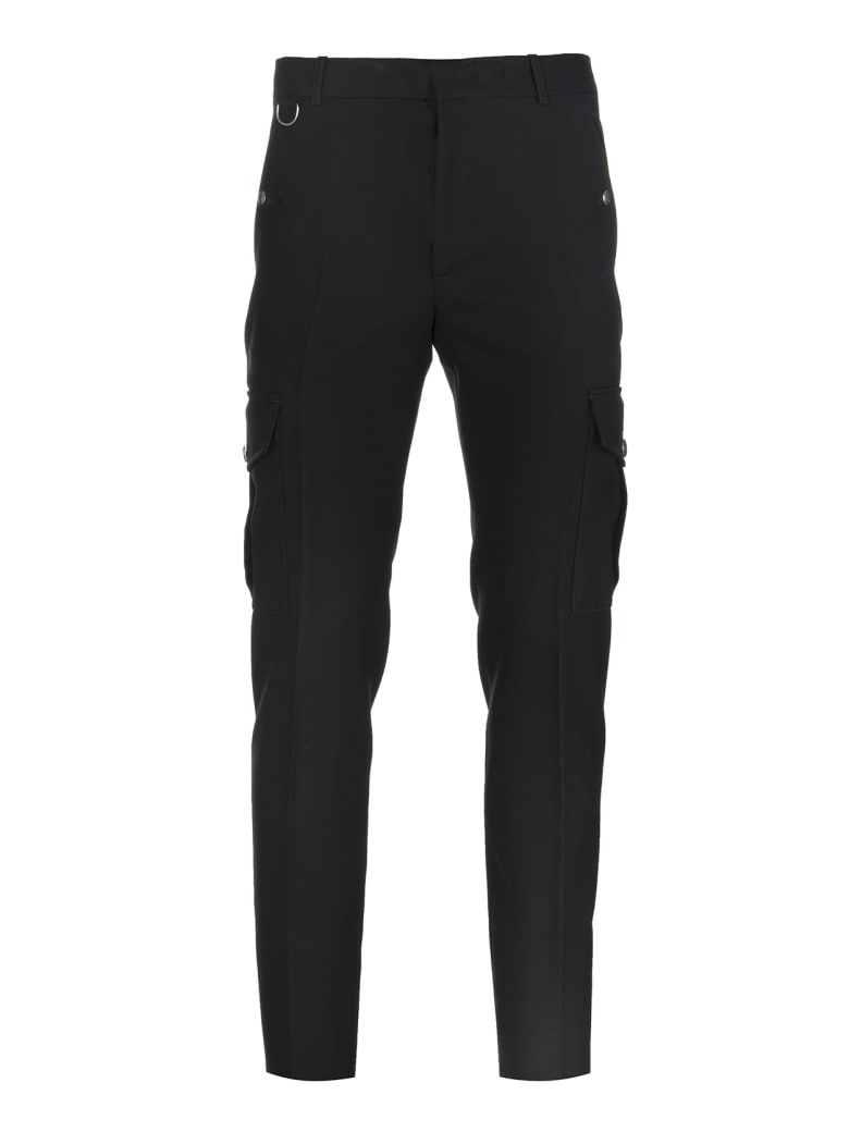 Alexander McQueen Man Cargo Pant In Black Japanese Wool Serge - Black