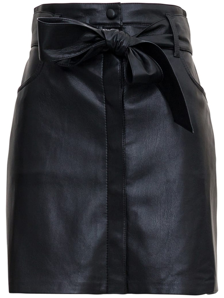 Black leather skirt with belt holes Clearance