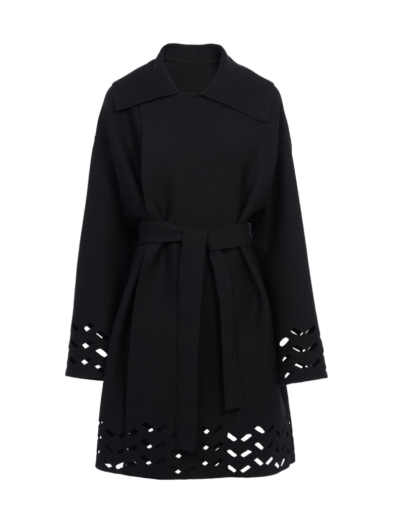 Alaia Maille Chevron Ajouree - Manteau Long - Noir
