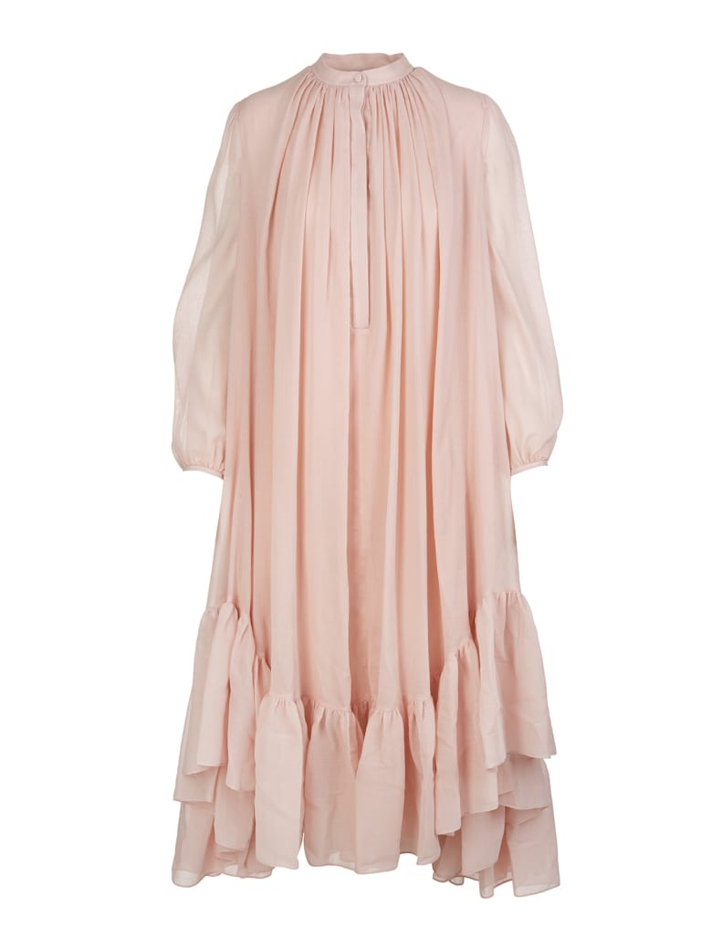 Alexander McQueen Powder Pink Silk And Cotton Faille Midi Dress - Rose beige