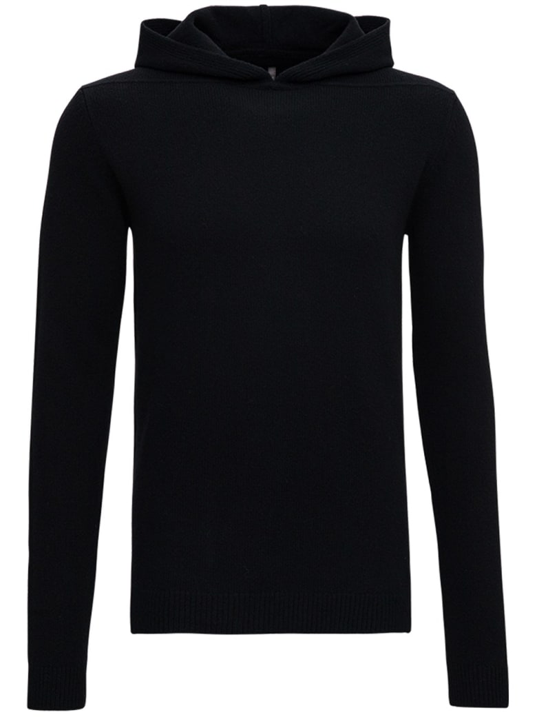 Rick Owens Wool And Cashmere Black Hoodie - Black