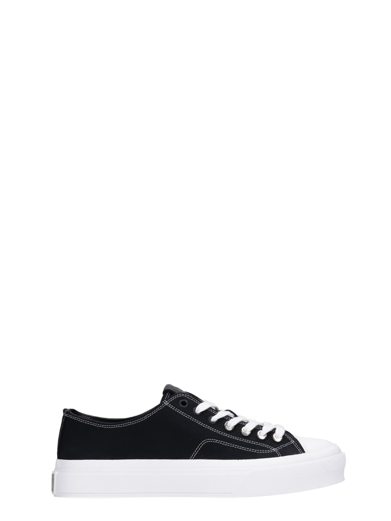 Givenchy City Low Sneakers In Black Canvas - black