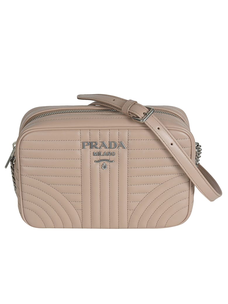 Prada Quilted Zip-around Logo Shoulder Bag - Cammeo