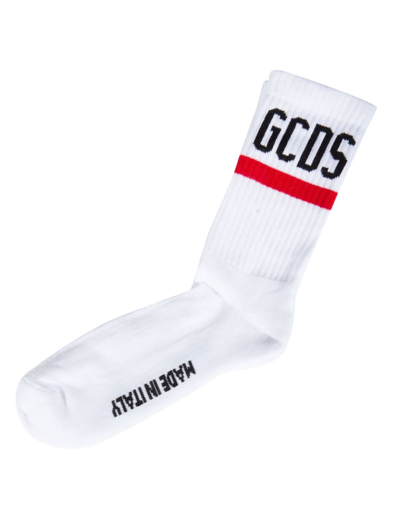 GCDS Logo Knit Socks - White