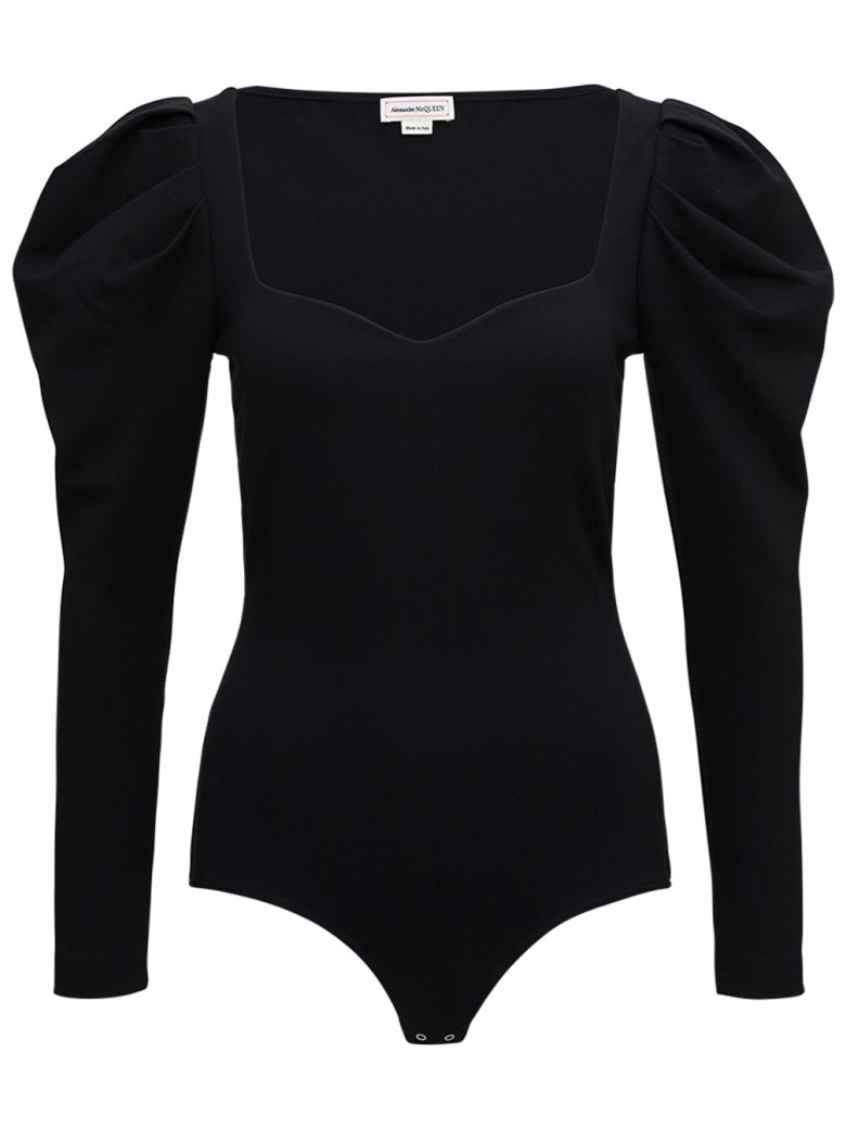 Alexander McQueen Black Sweetheart Bodysuit In Viscose Blend - Black
