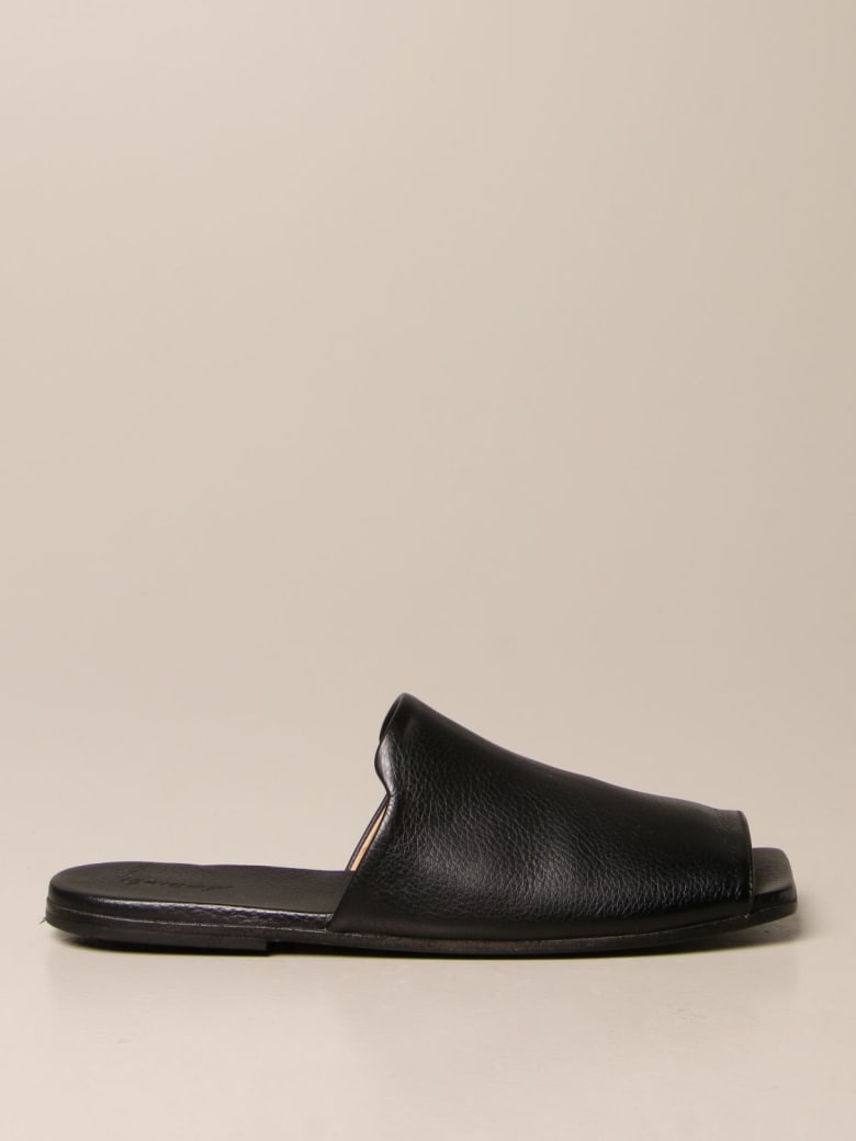 Marsell Flat Sandals Marsèll Spatula Mule In Volonata Leather - Black