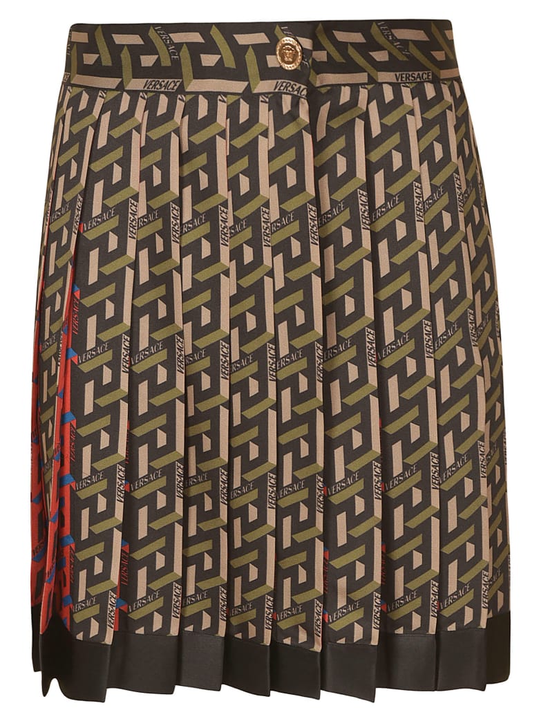 Versace Monogram Print Skirt - Black/Military Green