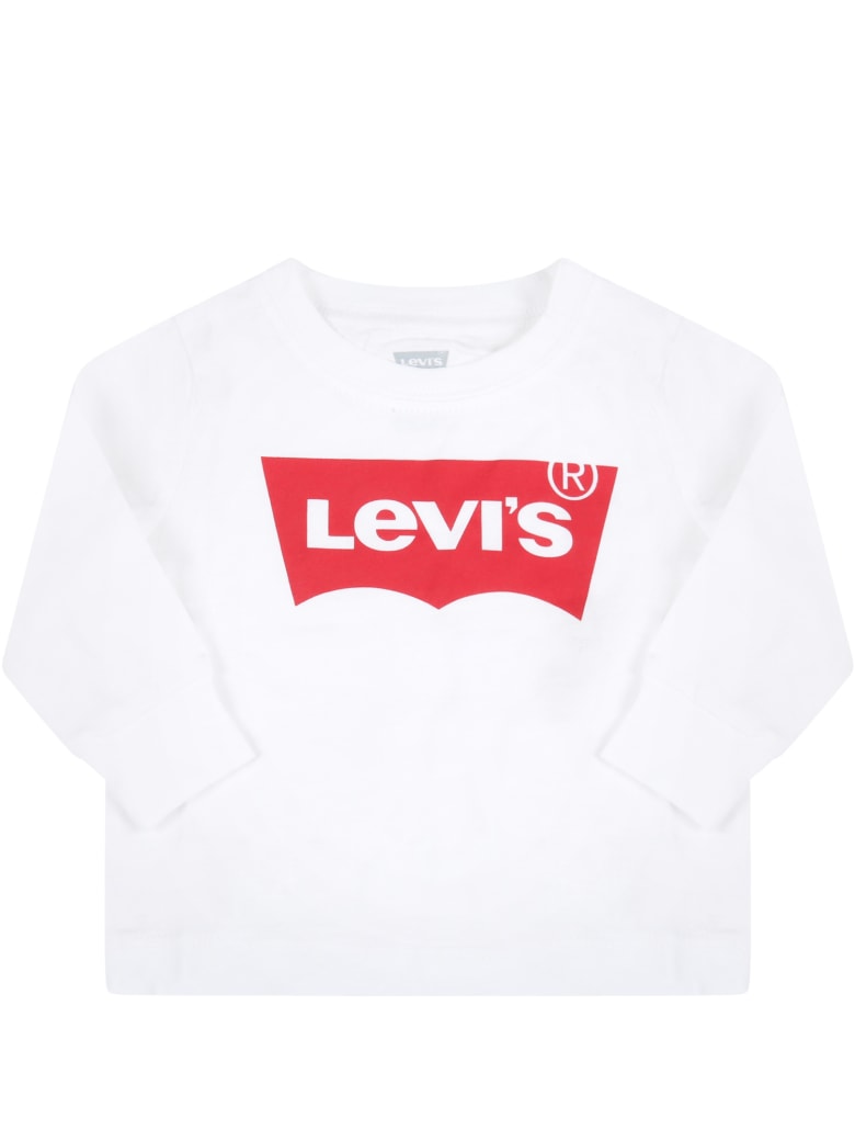 Levi's White T-shirt For Baby Kids With Logo - White
